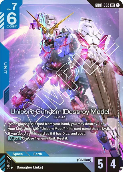 GD01-002 (LR) - Unicorn Gundam (Destroy Mode) - Newtype Rising - Gundam Card Game