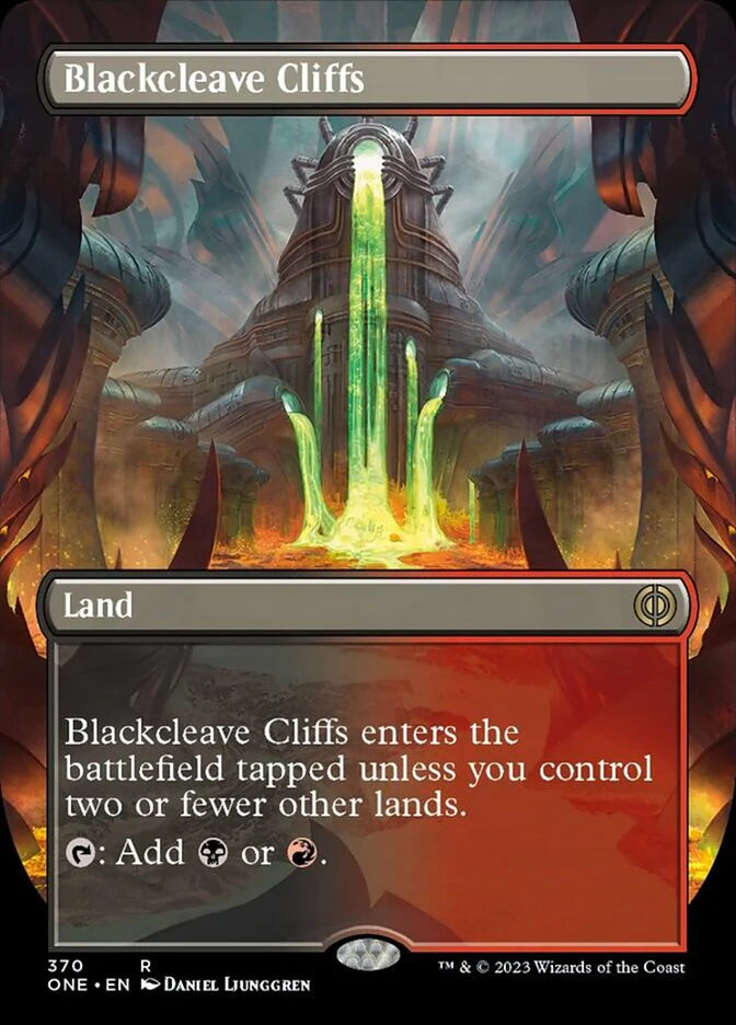Blackcleave Cliffs (Borderless Alternate Art) [Phyrexia: All Will Be One]